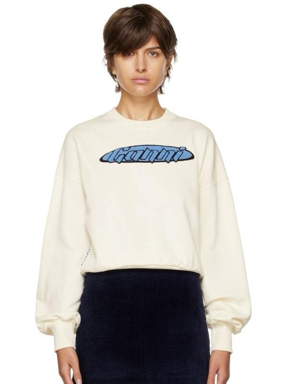 Ganni Off-White Artwork Sweatshirt